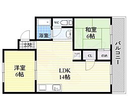 ヴァンベール松井 2LDKの間取図画像