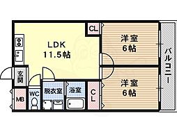 新栄プロパティー4 2LDKの間取図画像