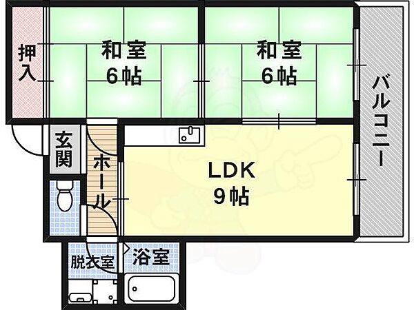 新栄プロパティー恵我之荘 ｜大阪府羽曳野市恵我之荘２丁目(賃貸マンション2LDK・3階・50.00㎡)の写真 その2