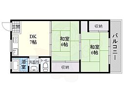黒岡マンション 2LDKの間取図画像