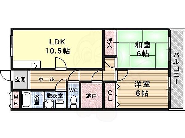 グリーンコート川西 ｜大阪府富田林市新家２丁目(賃貸マンション2LDK・4階・54.00㎡)の写真 その2