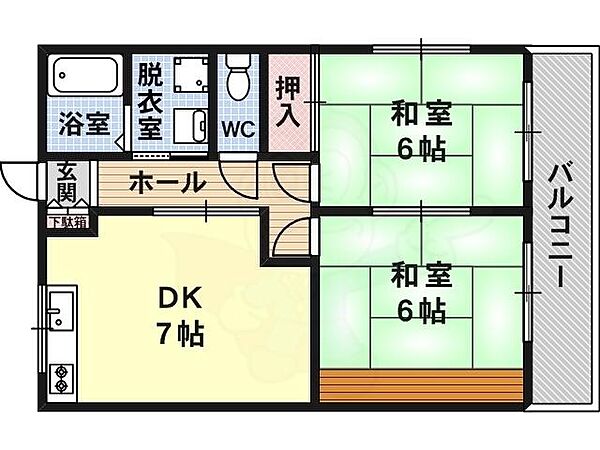 ヒルサイドスクエア 201｜大阪府羽曳野市高鷲３丁目(賃貸アパート2DK・2階・52.00㎡)の写真 その2