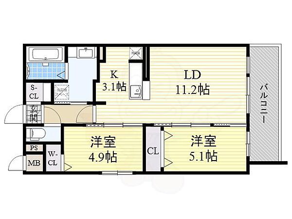 レジデンス喜志 ｜大阪府富田林市旭ケ丘町(賃貸マンション2LDK・1階・56.32㎡)の写真 その2