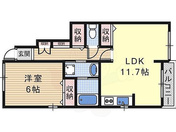 ルミエール ｜大阪府藤井寺市大井３丁目(賃貸アパート1LDK・1階・45.38㎡)の写真 その2