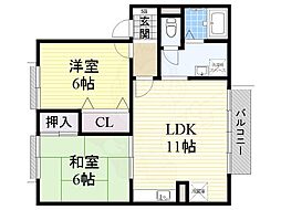 エクセレント山本 2LDKの間取図画像