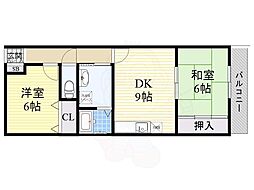 リバティー青山 2DKの間取図画像