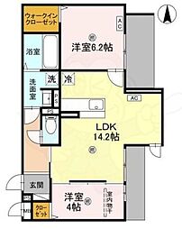 (仮称)D-ROOM大阪府八尾市太子堂2丁目PJ 1階2LDKの間取り