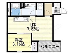 Fstyle八尾北久宝寺 1LDKの間取図画像