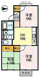 パルコート林2 3DKの間取図画像