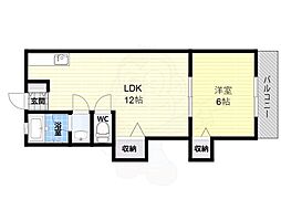 小畑コーポラスA棟 1LDKの間取図画像