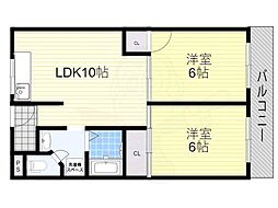 滝谷ユタカハイツ 2LDKの間取図画像