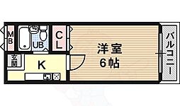 山元マンションD棟 1Kの間取図画像