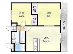 ジュネス高安 2LDKの間取図画像