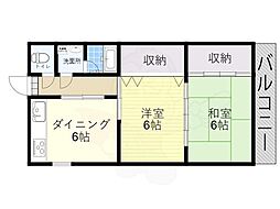 ルビナスマンション 2DKの間取図画像