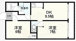 ノーブル国分 2DKの間取図画像