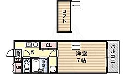 メルベーユ 1Kの間取図画像