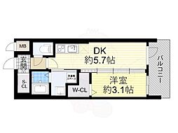 エステムコート大阪プリューム 1DKの間取図画像