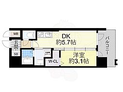 エステムコート大阪プリューム 1DKの間取図画像