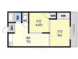 パル恵我之荘 2LDKの間取図画像