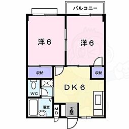 リバティコーポ・ヒロ 2DKの間取図画像