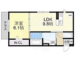 セジュール山本南 1LDKの間取図画像