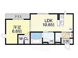 エクレール東太子 1LDKの間取図画像