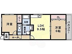 ボヌール 2DKの間取図画像