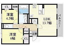 スウィート松本 2LDKの間取図画像