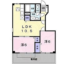 サンライトヒルB棟 2LDKの間取図画像