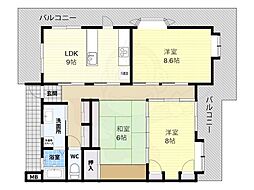ハイマート古市 3LDKの間取図画像