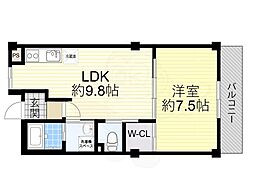 リラスクエア八尾宮町 1LDKの間取図画像