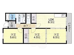 エムテック藤井寺 3DKの間取図画像