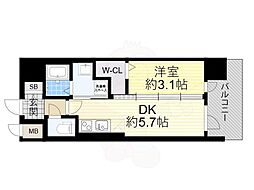 エステムコート大阪プリューム 1DKの間取図画像
