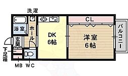 アンソレイユ 1DKの間取図画像