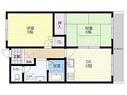オーク国分 2LDKの間取図画像