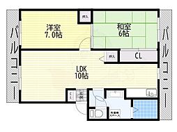 エルセレッソ 2DKの間取図画像