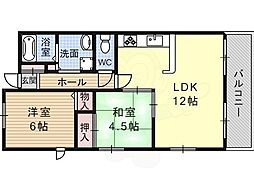クレアヤマモト 2LDKの間取図画像