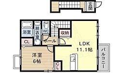 コンフォートB 1LDKの間取図画像
