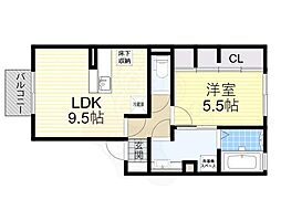 サンク藤貴 1LDKの間取図画像