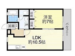 グリーンハイツ古市 1LDKの間取図画像