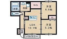 ルグランシャリオA 2LDKの間取図画像
