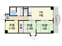 ドミソレイユ 3DKの間取図画像