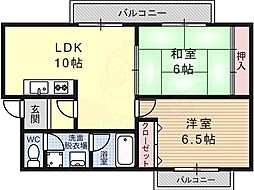 マンションリベラル 2LDKの間取図画像