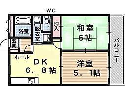 エスポアメゾン 2DKの間取図画像