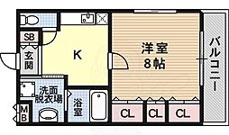 ハートフル・オカ 1DKの間取図画像