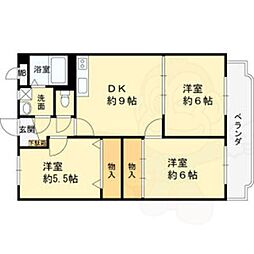 サンウォーク1 3DKの間取図画像