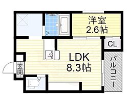 エヌエム・キャトフ・ヴァン・ディズヌフ 1LDKの間取図画像