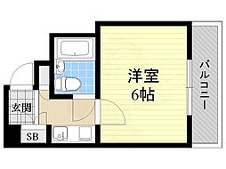リバティコート 1Kの間取図画像
