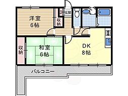 リビオ金剛 2LDKの間取図画像