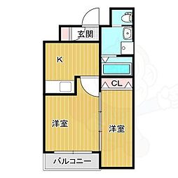 カーサフォルトゥナート羽曳野I 2Kの間取図画像